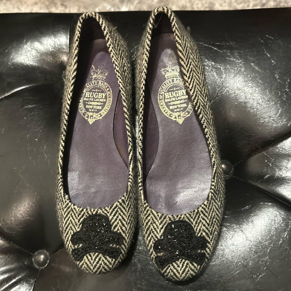 Ralph Lauren Rugby skull flats  size38  made in Spain